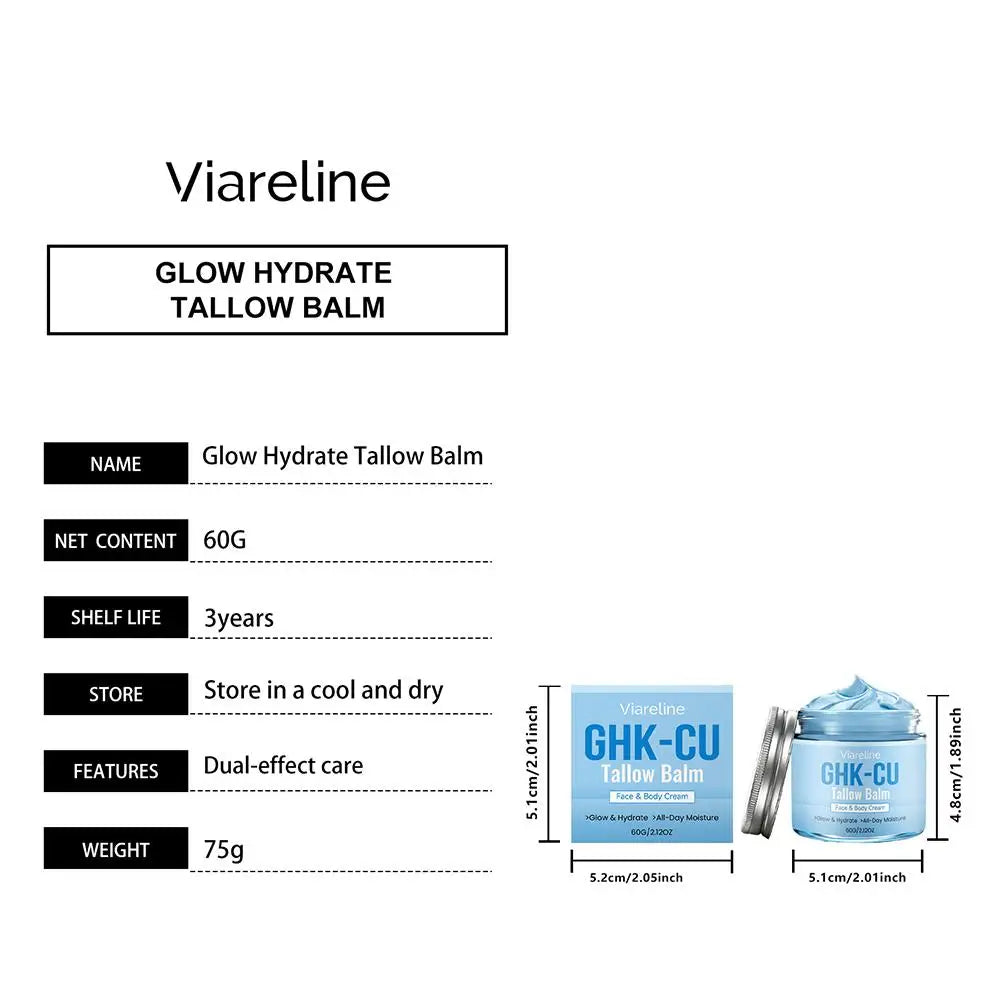 Copper Peptide Infused Tallow Moisturizer Natural Blue Balm Hydrating Brightening Face Body Care For Mature Dry Skin Types