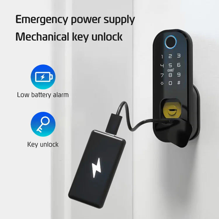 R5 PRO Rust Proof Coating Fingerprint TTLock App Outdoor Lock Remote Control Power Saving Code Smart Door Lock Electric Rim Lock