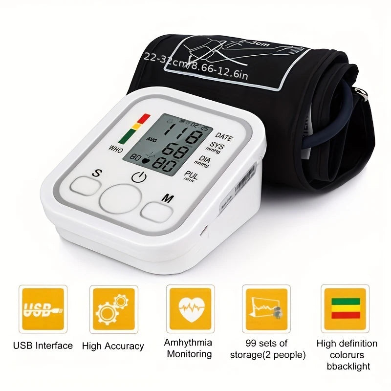 Blood Pressure Machine, Automatic Digital Upper Arm Blood Pressure Monitor with Adjustable Large Cuff