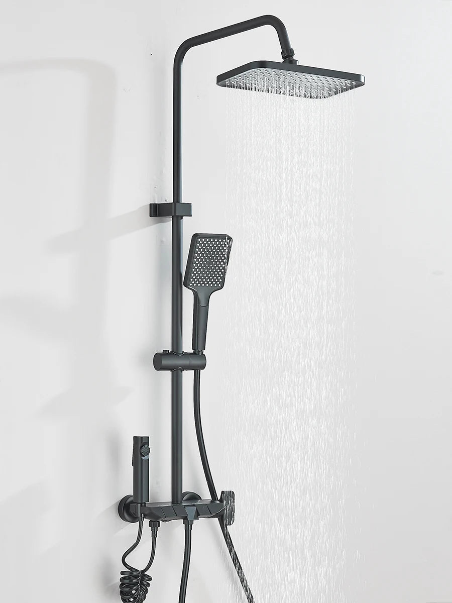 4-way Piano Shower System With Rain Shower Bidet Faucet Hot Cold Water Mixer For Bathroom Shower Kit