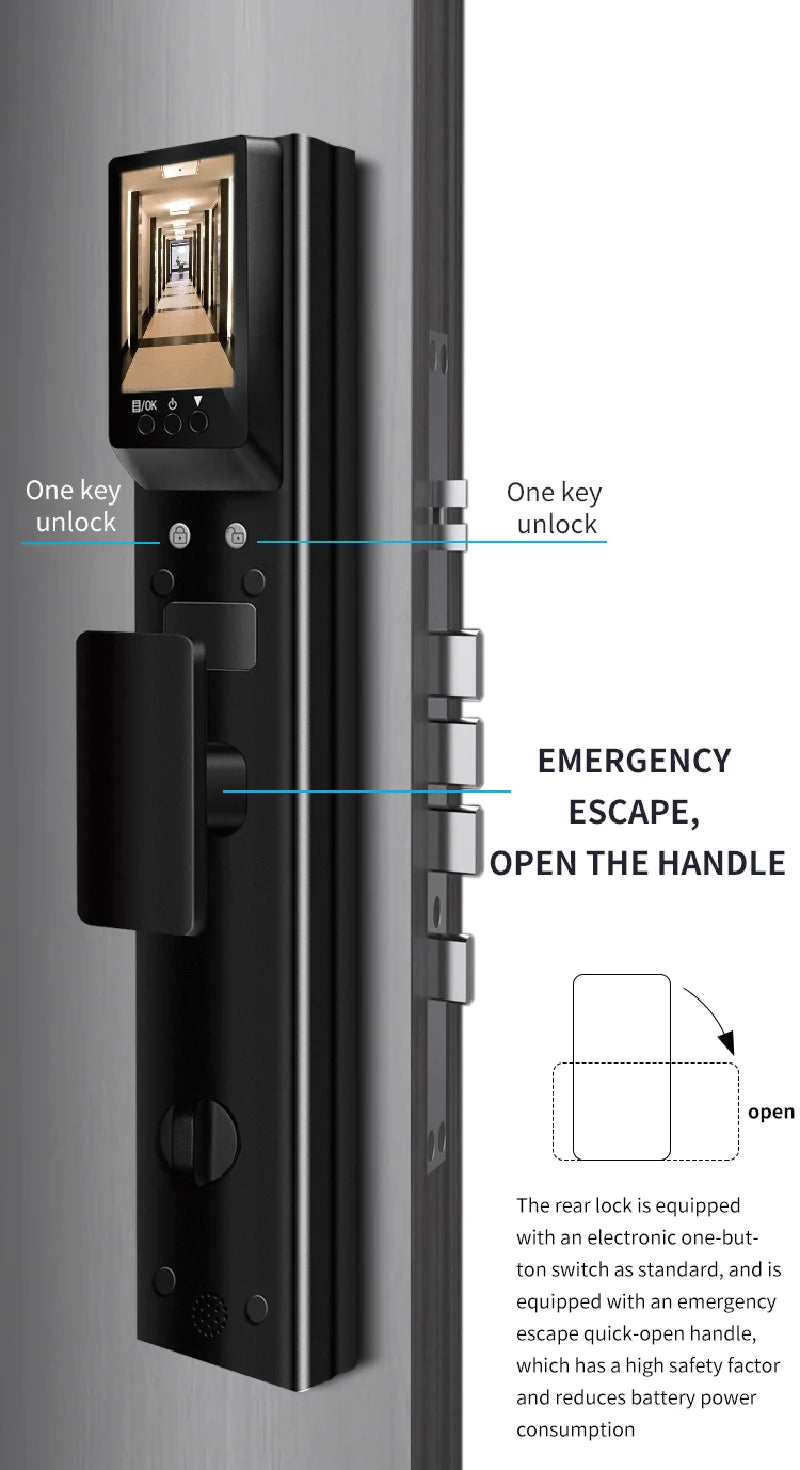 Intelligent Lock for Apartment Face and Palm Vein Recognition Smart Door Lock With Camera Cat Eye Fingerprint Door Lock