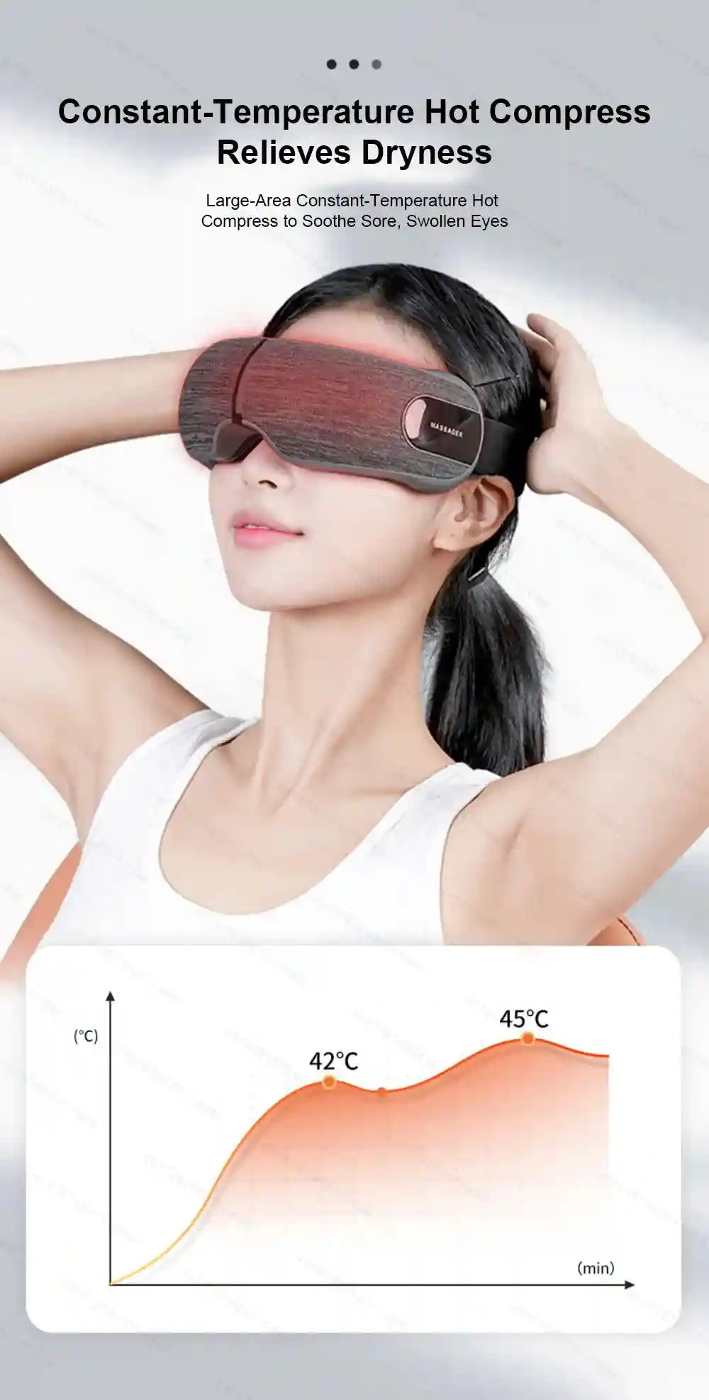 Smart Eye Massager with Heat and Air Compression - Black Eye Massage Instrument Tidesmit