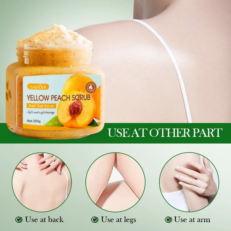 Yellow Peach Body Scrub 350g | Gentle Natural Exfoliating Skin Polish Scrubs Treatments Tidesmit