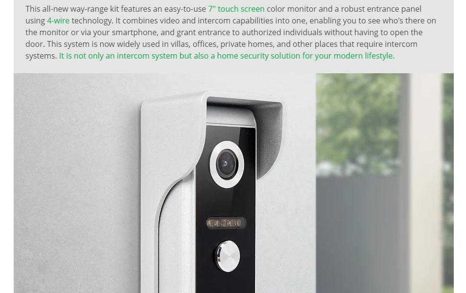 HOMSECUR 7” WIFI Tuya APP 4 Wire Video Door Phone Intercom System 1 Doorbell Camera 1 Indoor Monitor