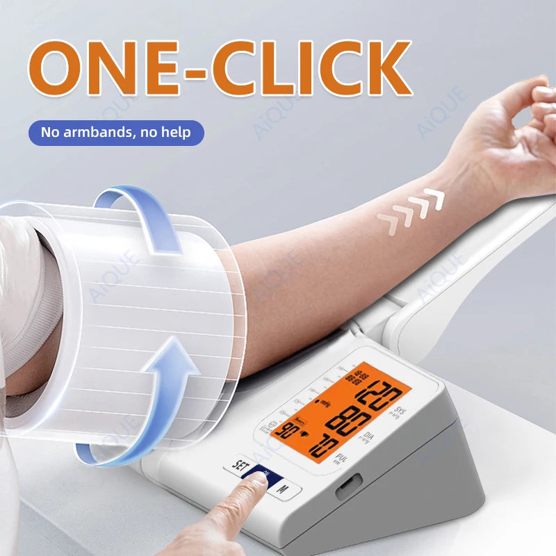 AiQUE Tunnel-Type Blood Pressure Monitor 2User 99*2 Memory Upper Arm Automatic Digital BP Monitor Tonometer Sphygmomanometer