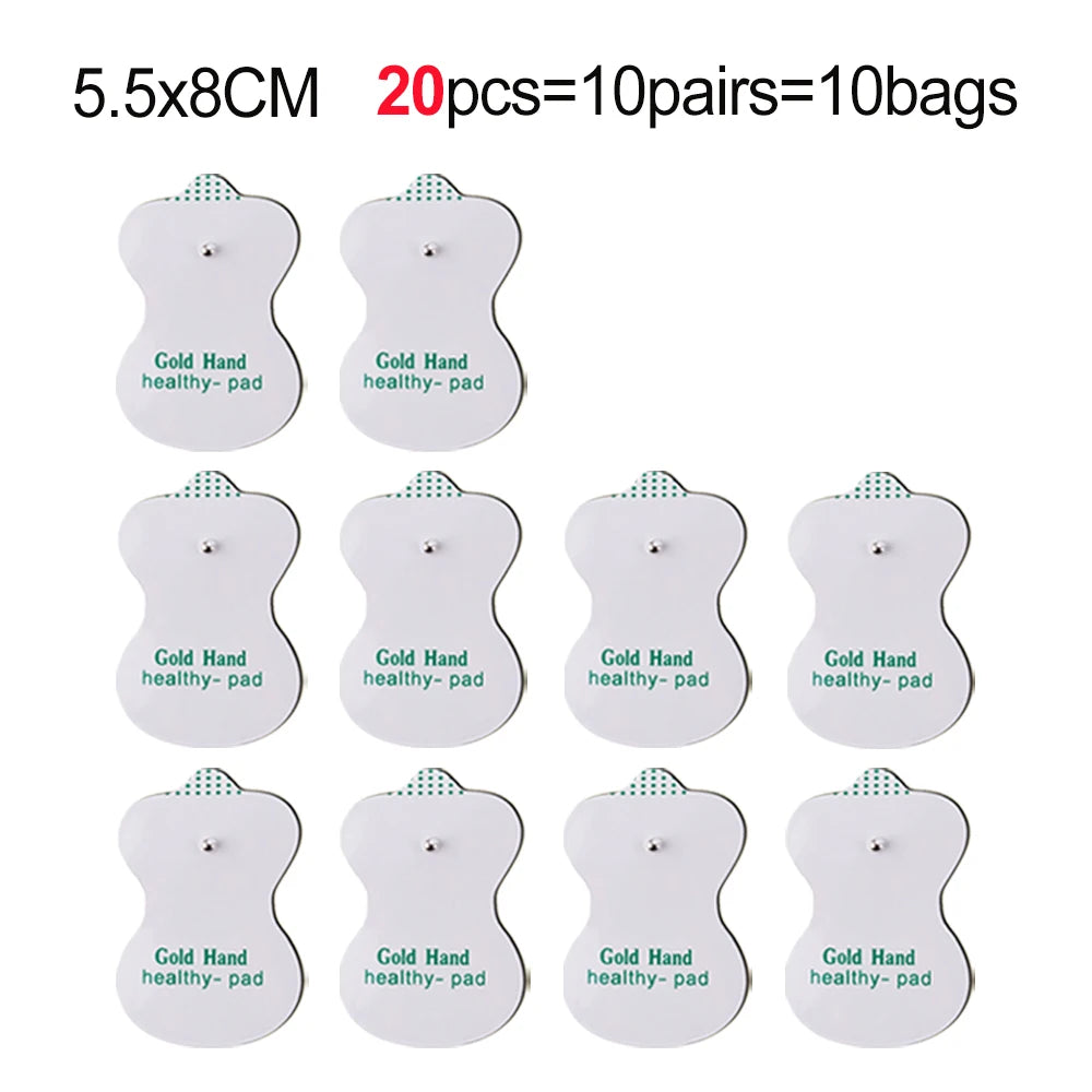 20 pack 5.5x8cm TENS EMS electrode pads for digital therapy massager units, white adhesive replacement pulse patches.