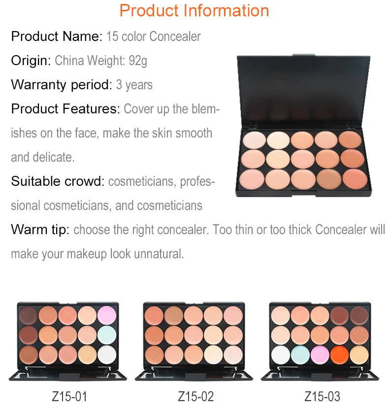 Tidesmit 15 color multifunction concealer palette texture close-up for covering dark circles and acne
