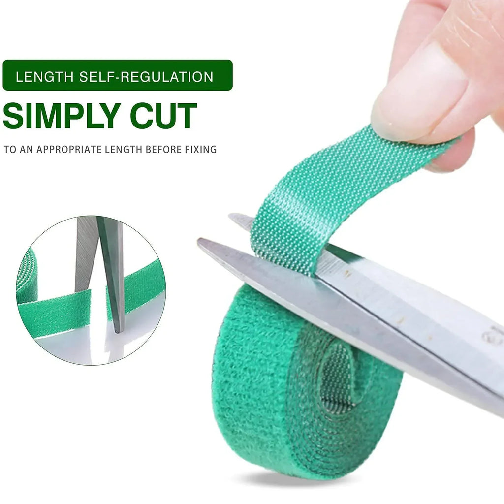 Self Adhesive Plant Nylon Cable Tie Green Adjustable Plants Hook Loop Support Garden Twine Bandage Reusable Fastener Tape Strips