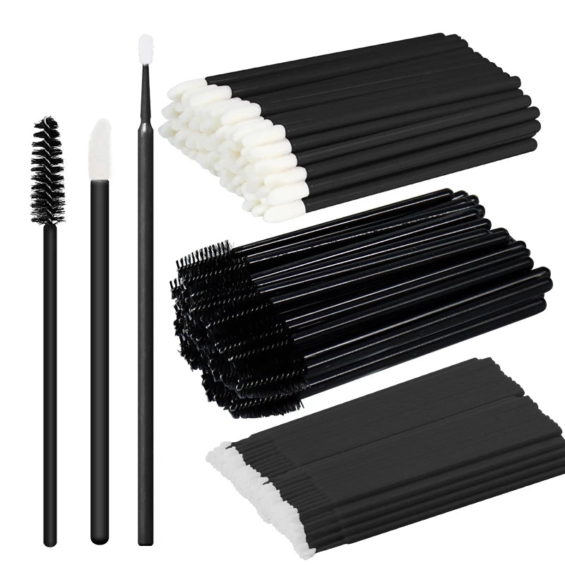 Disposable Eyelash Brushes for Extensions - Premium Soft Crystal Wands False Eyelashes Black Set Tidesmit