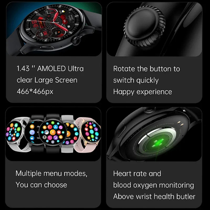 2025 AMOLED Smart Watch Ladies Screen Always Show Time 466*466 HD Health Tracker Voice Calling Smartwatch Women