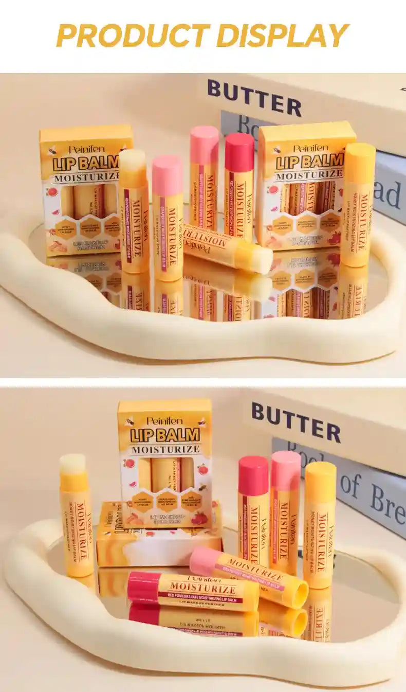 Natural Lip Balm Set: Moisturizing Plant-Based Lip Treatment - 3 Pack Lip Care Tidesmit