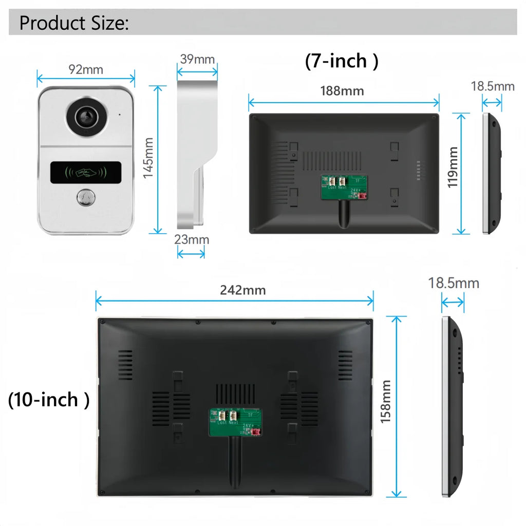 1080P Tuya Smart WIFI Doorbell Camera Apartment Video Intercom 2 Wires 7/10 Inch Wireless WIFI IPS Touch Monitor 5-in-1 Unlock