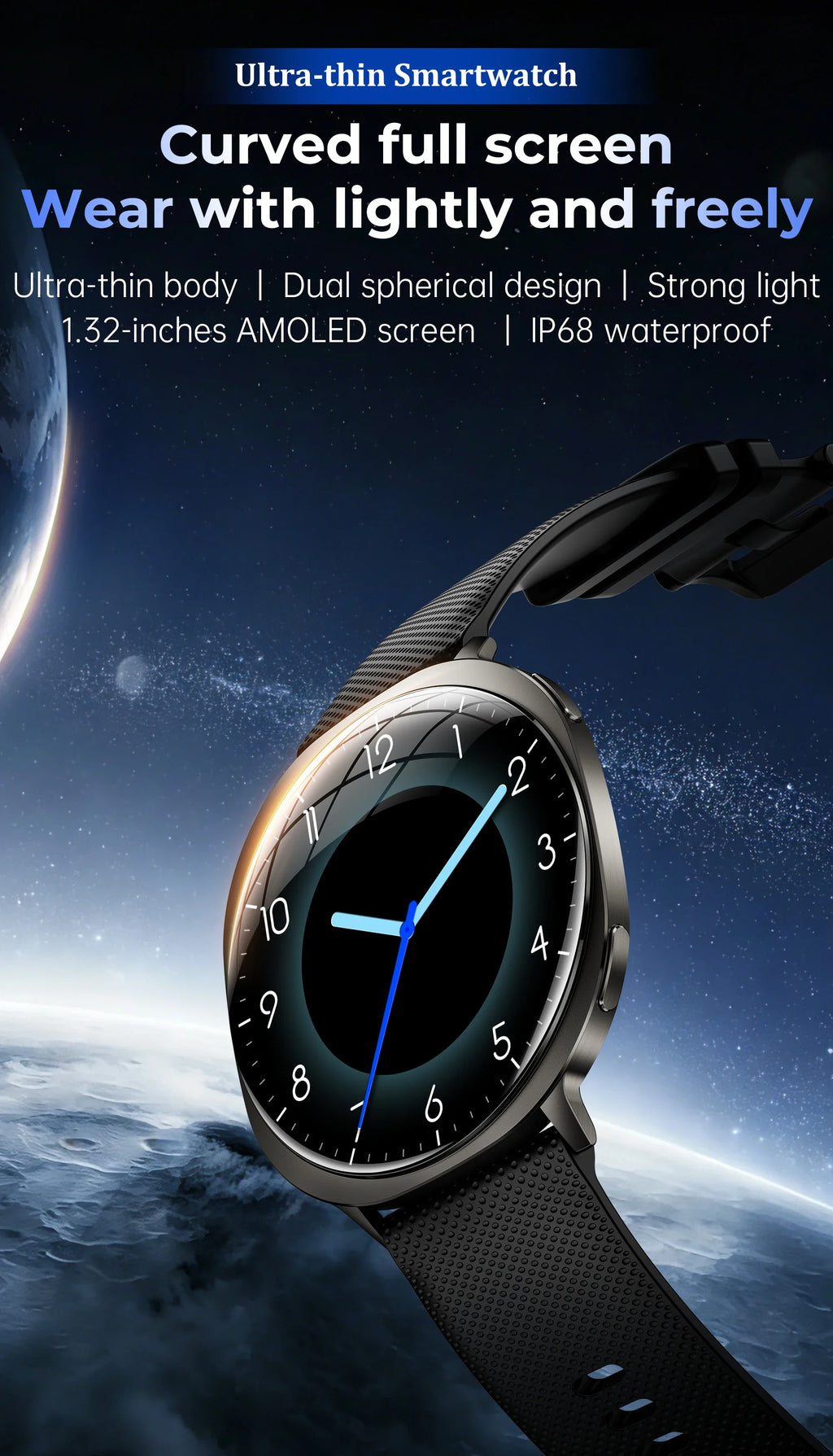 New Smart Watch Tracking Fitness Voice Assistant IP68 Waterproof Flashlight Health Round Curved Screen  Smartwatch Men Women