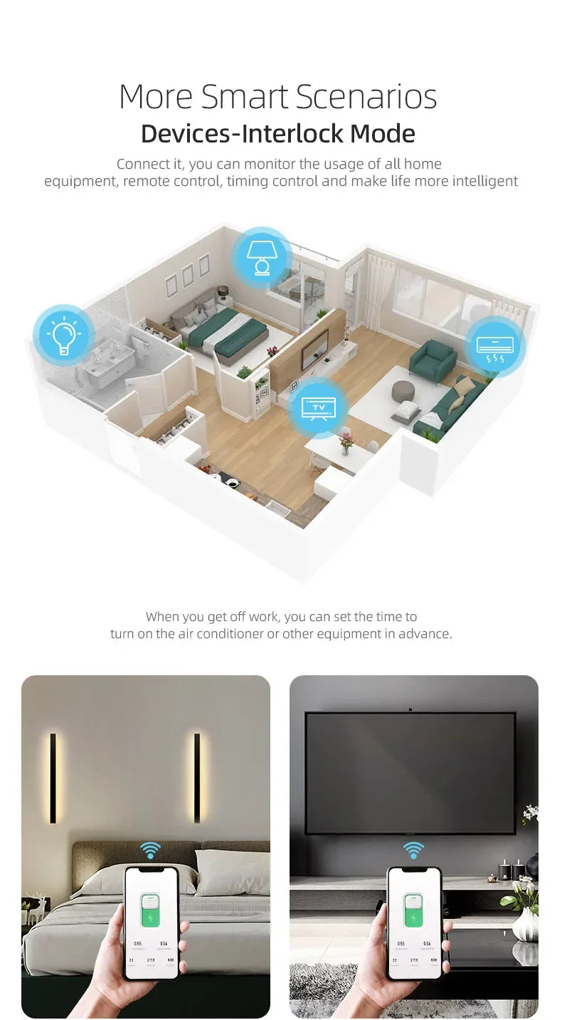 Tuya Wifi Smart Circuit Breaker Switch With Metering 63A1P Din Rail Remote Control Smart Home Smart Life App Timer Module TONGOU