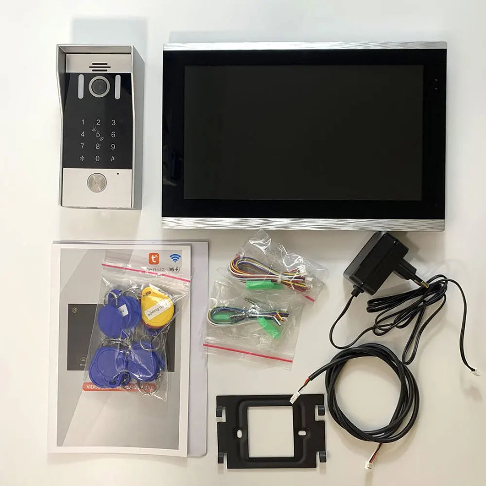 WiFi Video Doorbell System 4 Wire 10inch 1080P Doorphone Fingerprint Password Door Camera Video Intercom W/ Electric Strike Lock