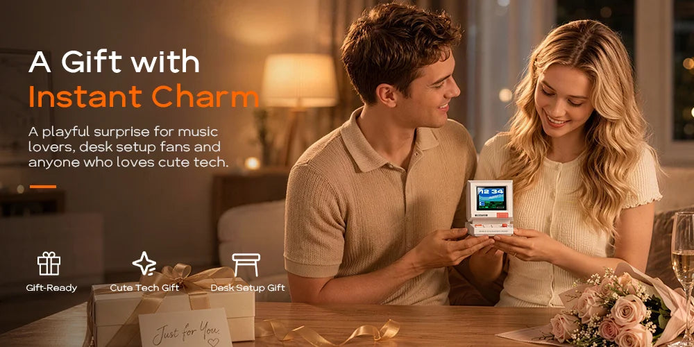 Divoom MiniToo Retro Mini PC Style Speaker Bluetooth Alarm Clock with White Noise Desk Decorative Creative Gift