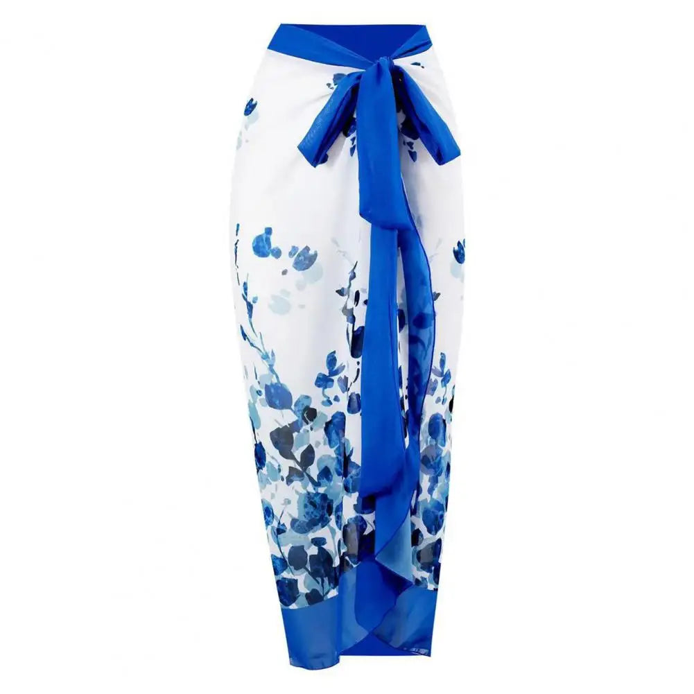 2Pcs/Set Women Monokini Suit Vintage Print One-Piece Square Neck Tie Swimsuit With Skirt Sling Lady Swimsuit With Beach Cover Up