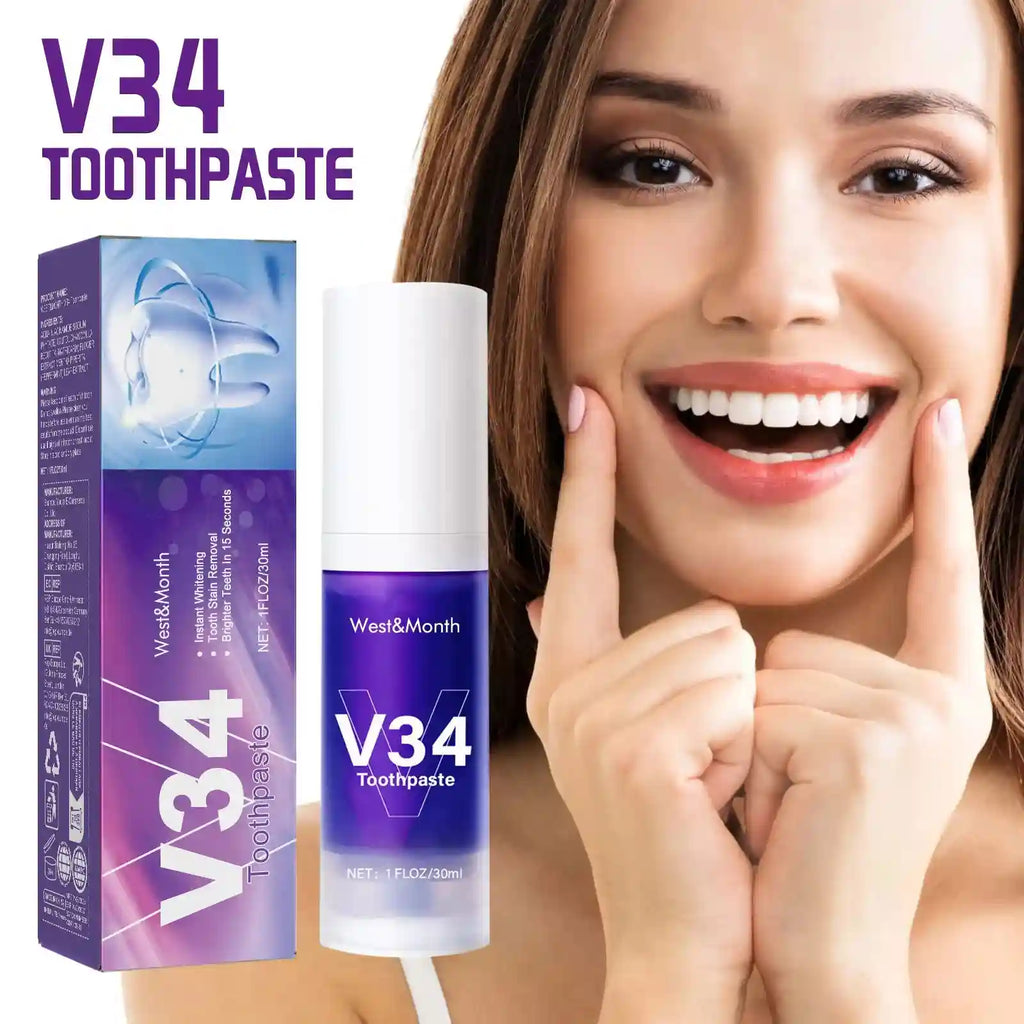 Tidesmit V34 Intensive Teeth Whitening Cleansing Mousse with convenient press-type pump for fresh breath.