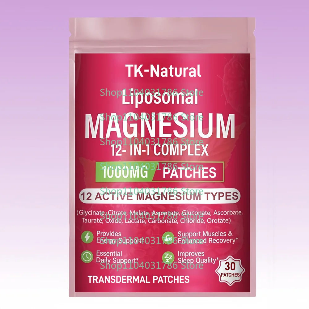 30 Patches Liposomal Magnesium Complex Transdermal Patches Citrate,Glycinate,Malate,Oxide,and More -Support Bone & Muscle