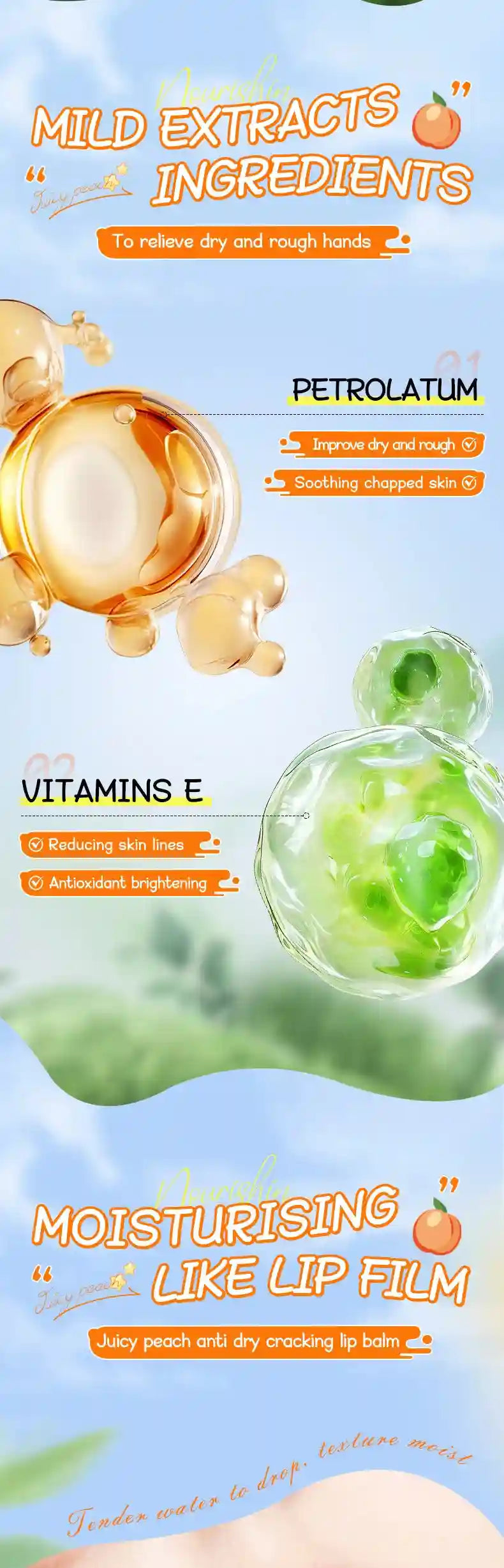 Avocado Nourishing Hand Cream & Lip Balm Set for Dry Skin Repair Lip Care Tidesmit