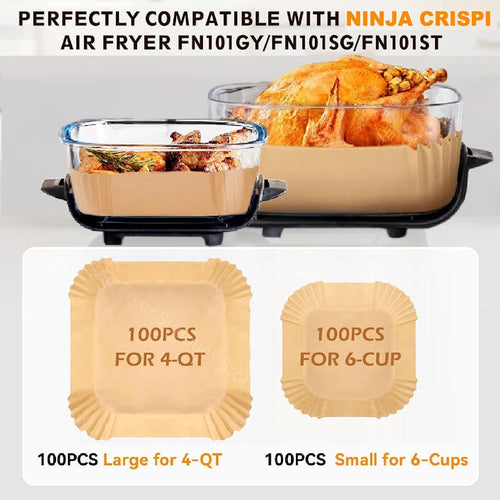 Ninja Crispi compatible parchment liners, 100PCS large for 4-qt and small for 6-cup