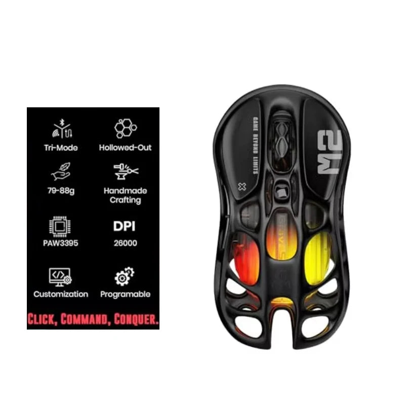 GravaStar Mercury M2 M1 Wireless Gaming Mouse Alloy 26000 DPI PAW3395DM Sensor Lightweight Hollowed Out Design RGB E-sports Mice