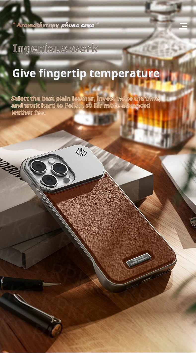 iPhone 15 Leather Aromatherapy Case with Magnetic MagSafe Protection Tidesmit