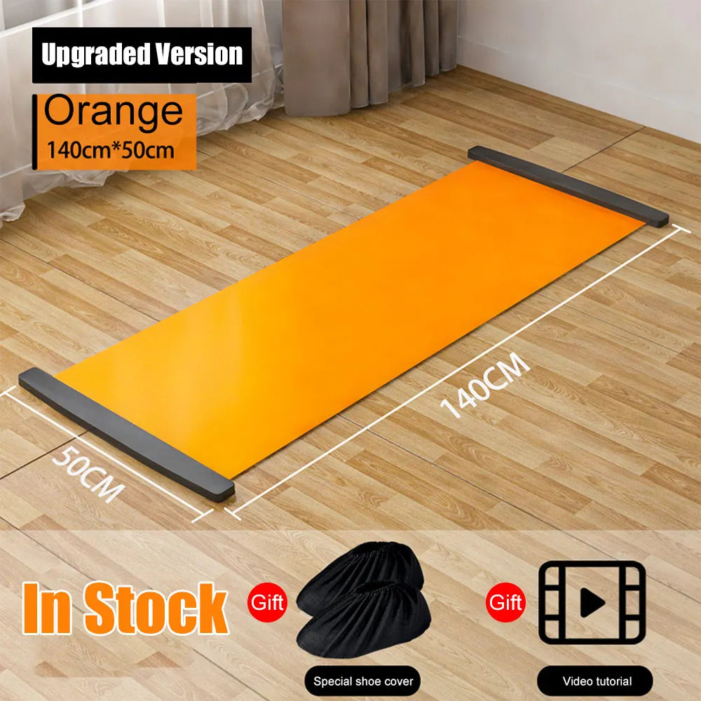 140/180/200cm Multifunctional Yoga Sliding Mat for Ice Hockey Roller Skating Leg Exercise Indoor Sliding Fitness Training Board