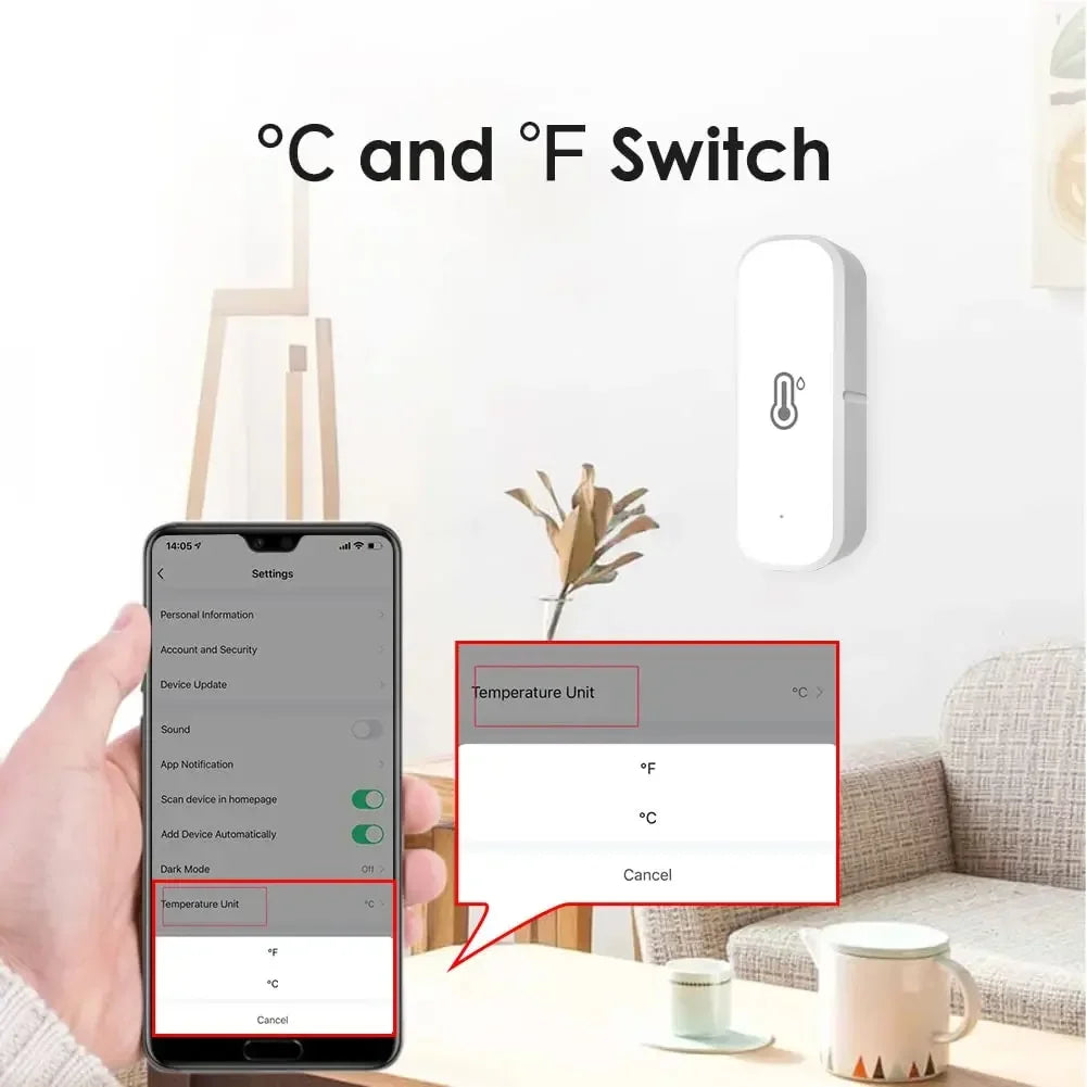WiFi Temperature Humidity Sensor – Smart Home Remote Climate Monitor Tidesmit