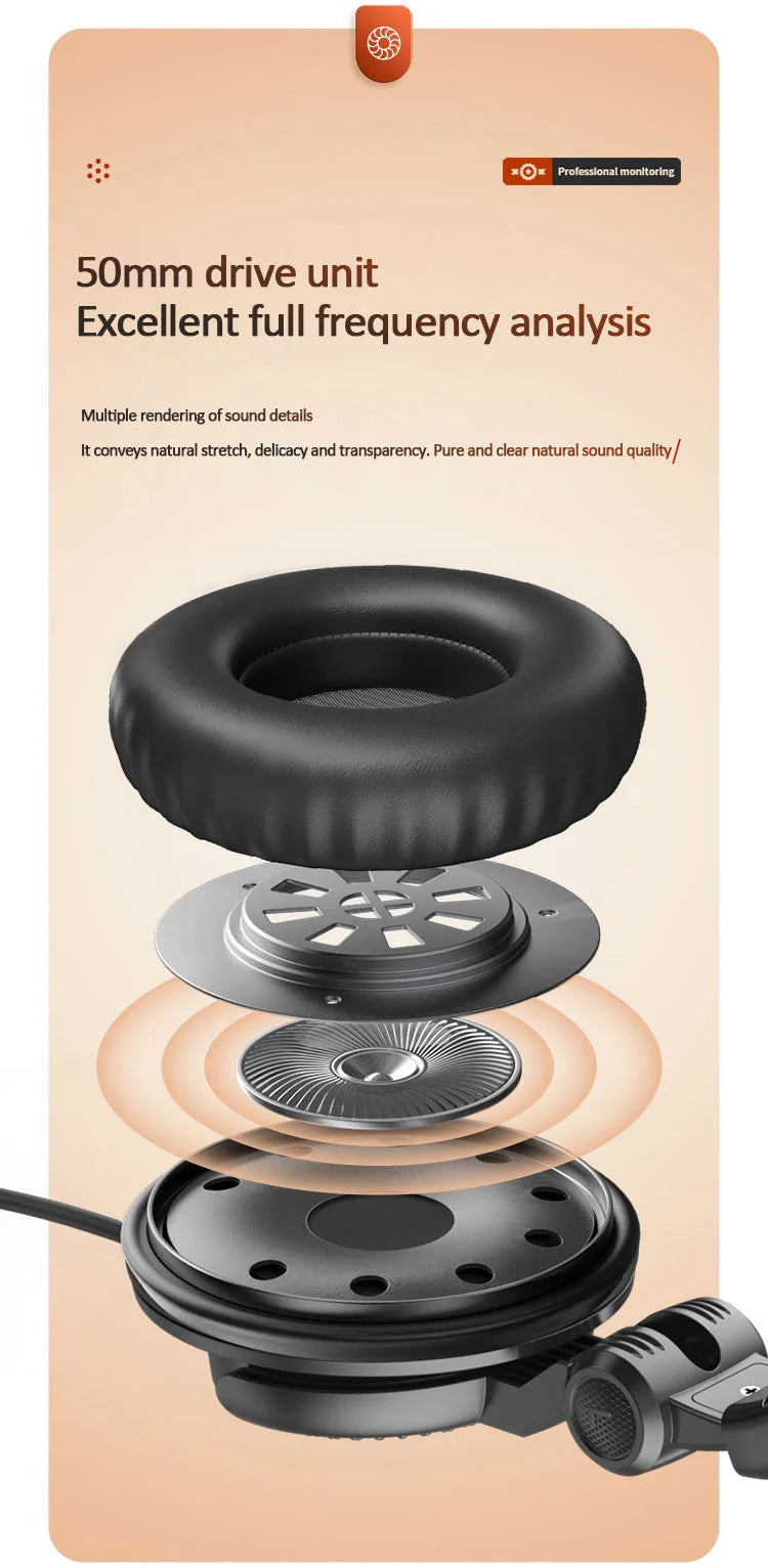 Studio Monitor Headphones with Active Noise Cancellation - Wired Over-Ear Tidesmit