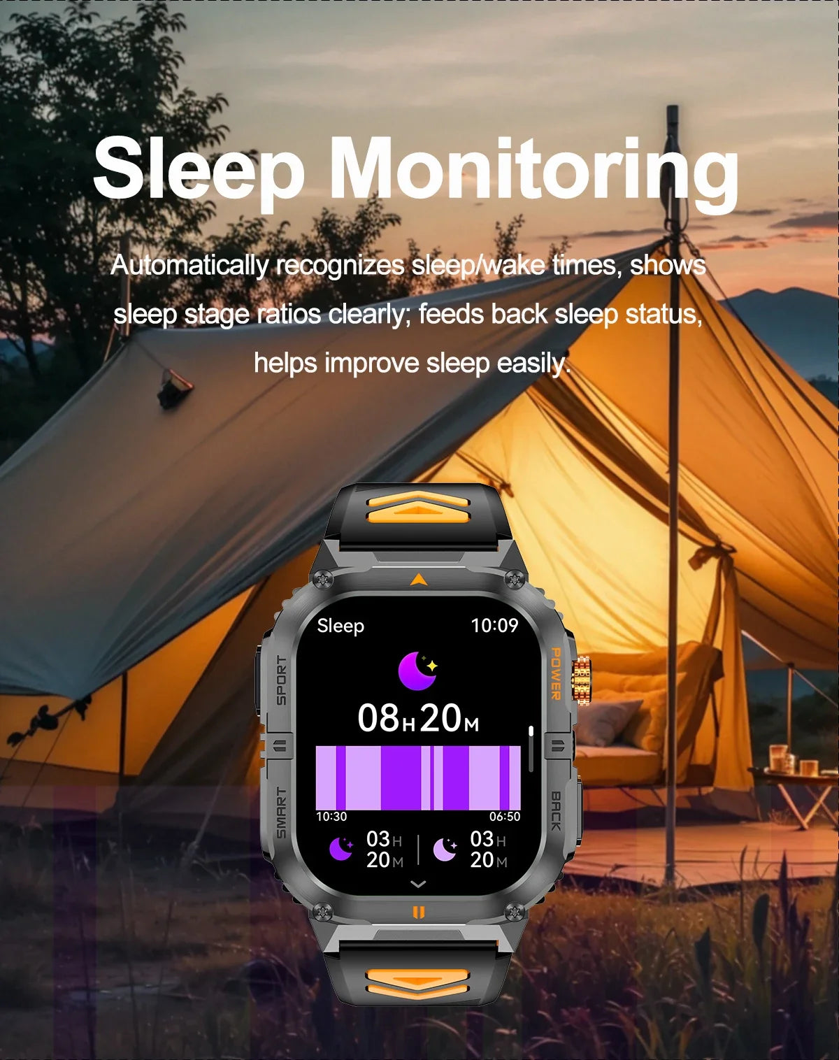 Hot Sell Gifts 2026 New Military SmartWatch Men Outdoor Sports IP68 Waterproof  LED Bluetooth Call Health Monitoring Men Women