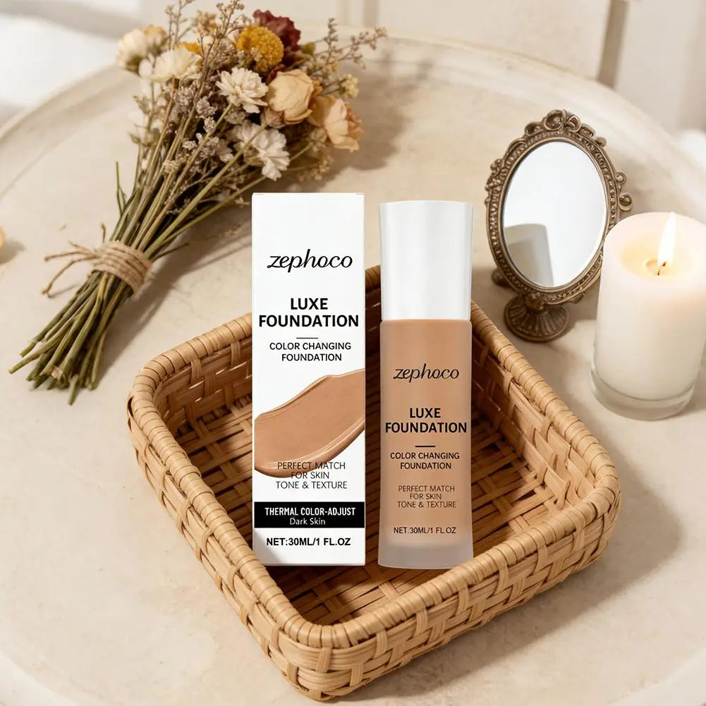 Tidesmit Zephoco Luxe thermal color changing liquid foundation shade swatch for long lasting moisturizing base