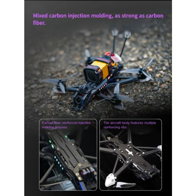 5 Inch FPV Drone Frame Kit - Carbon Fiber Waterproof with GPS Tidesmit