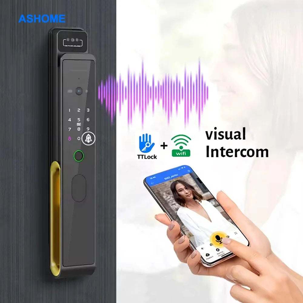 Lxy Home Wifi Fully Automatic 3D Face Recognition Smart Lock Face Security Fingerprint Code Card Key Camera Door Smart Locks