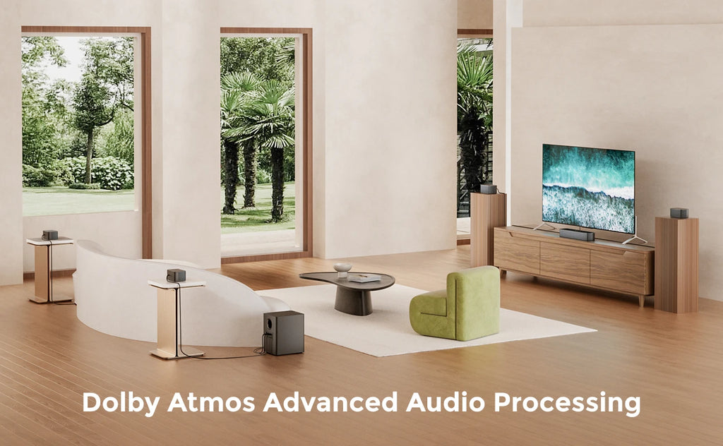 ULTIMEA 500W 7.1ch Dolby Atmos Soundbar with Wireless Subwoofer & 4 Surround Speakers, Home Theater System with APP Control