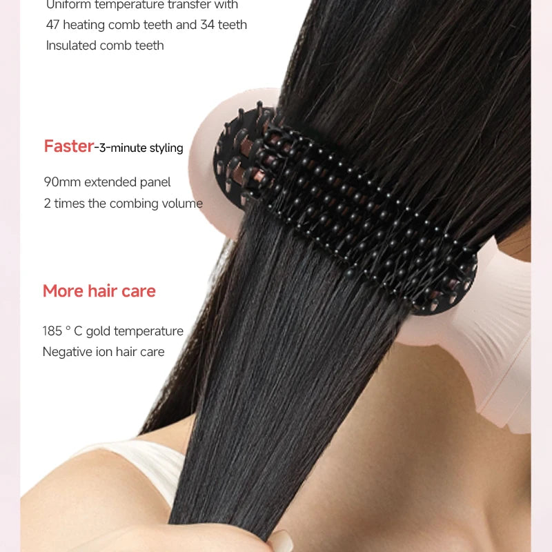 White negative ion curling iron with 81 heating comb teeth styling straight hair for fast, anti-tangle salon results.