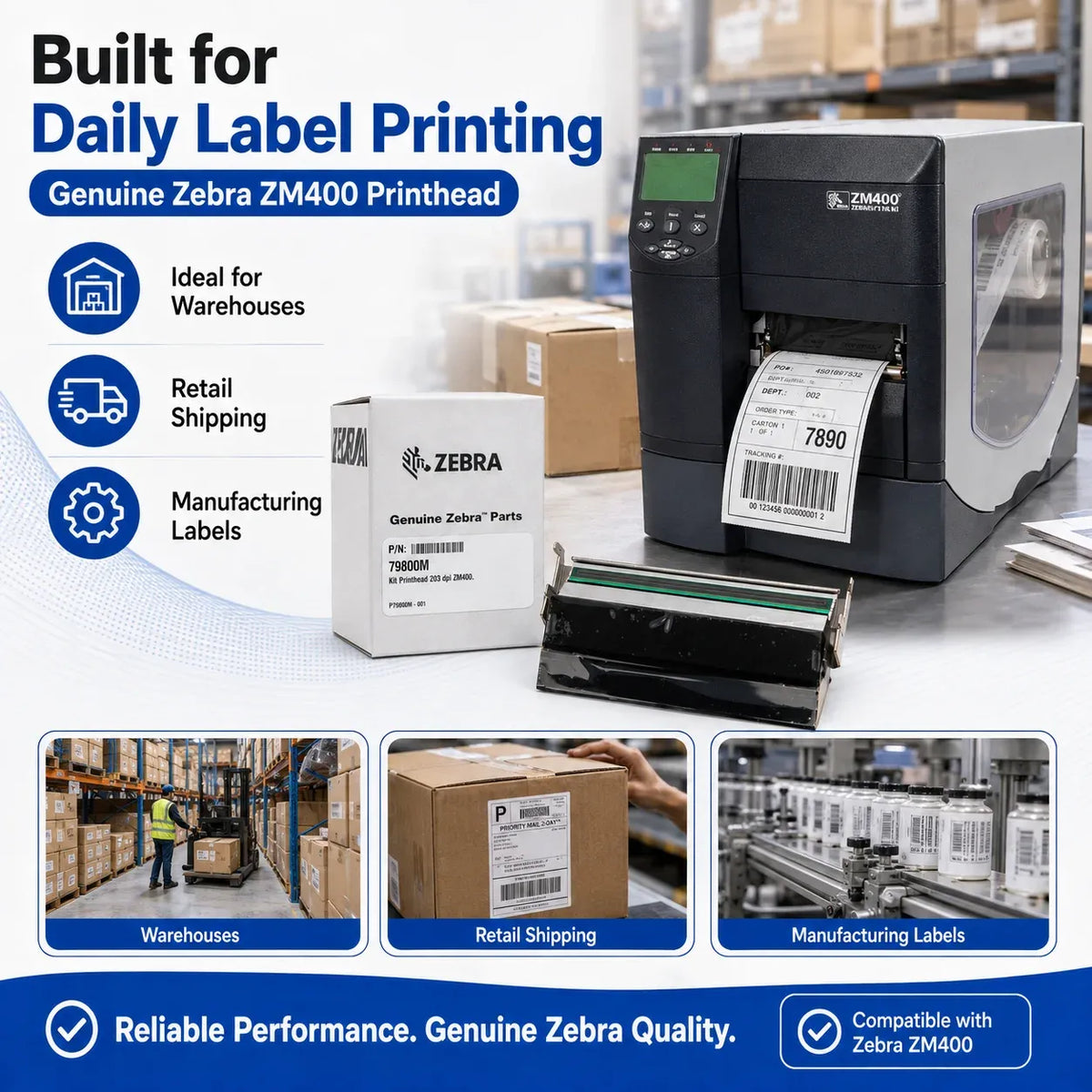 Free shipping Zebar ZM400 203/300/600Dpi printerhead label barcode printer head