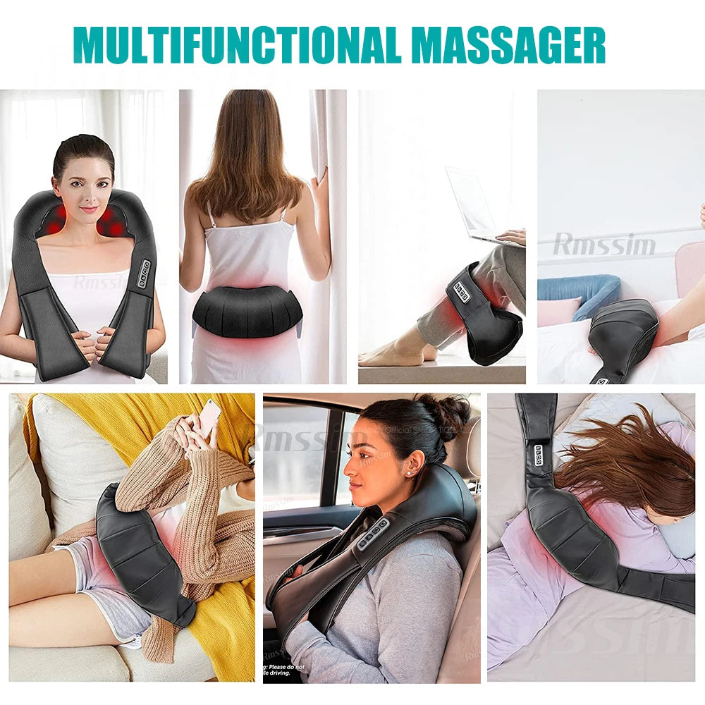 Shiatsu Neck and Shoulder Massager - Deep Tissue Heat Therapy Back Massage Instrument Tidesmit