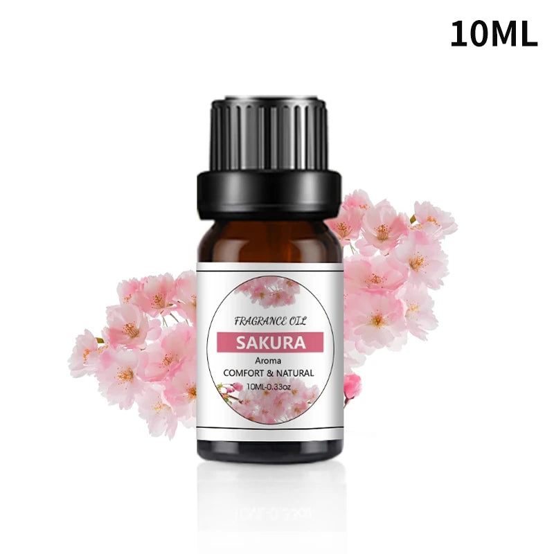 10ml Essential Oils For Humidifier Aromatic Diffuser Lavender Sakura Rose Coffee Sandalwood Lemon Fragrance Oil Making Candles