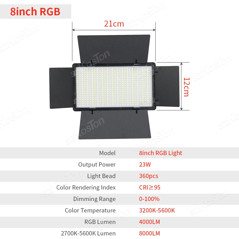 RGB LED Video Light Kit for Content Creation with Adjustable Tripod Tidesmit