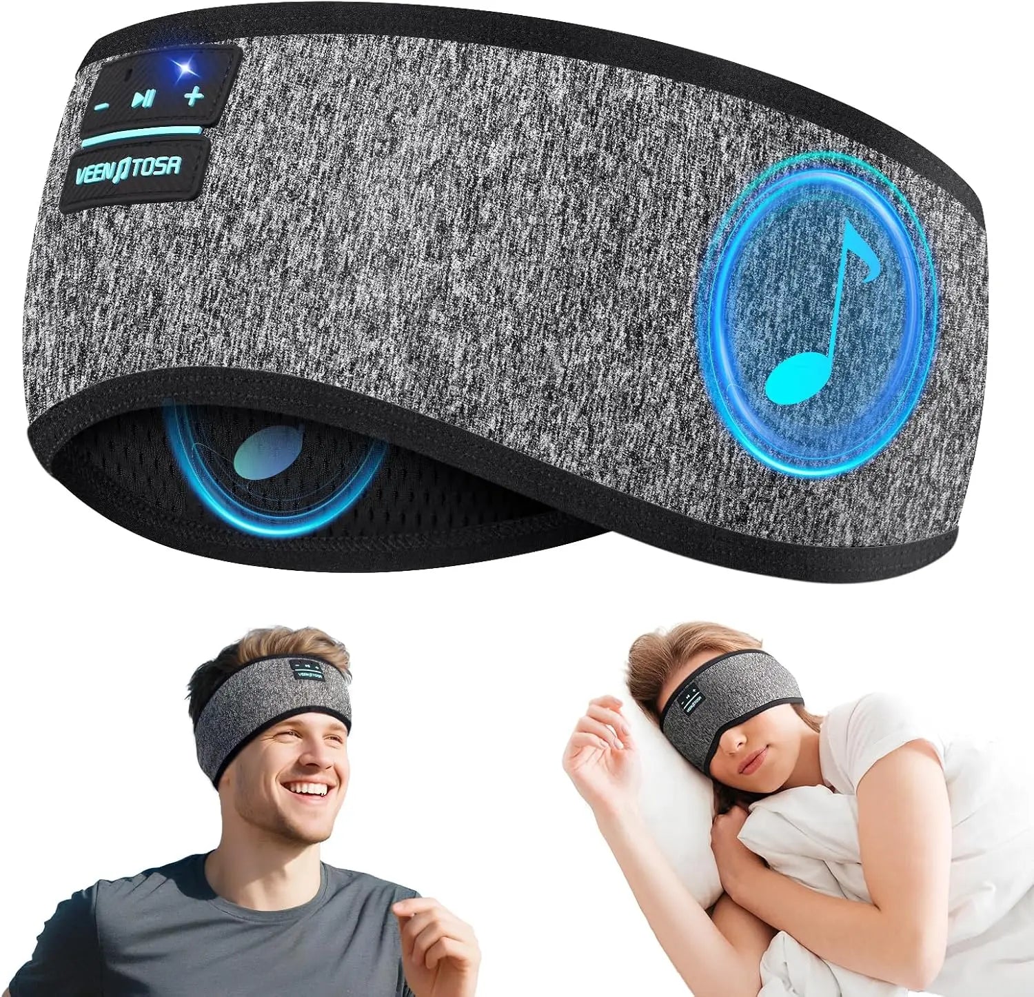 Bluetooth Sleep Headband - Soft Wireless Music Mask for Sleeping Tidesmit