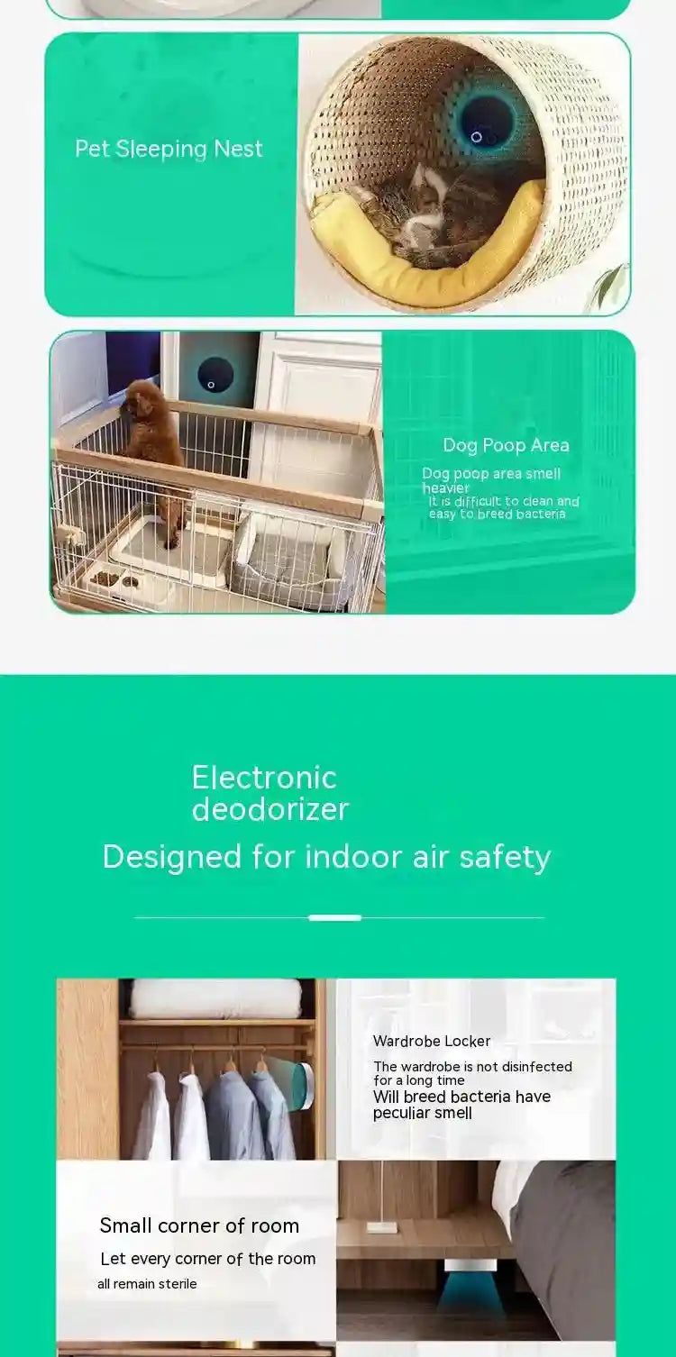 Tidesmit portable intelligent ozone purifier for deodorization and sterilization in shoe cabinets or pet nests