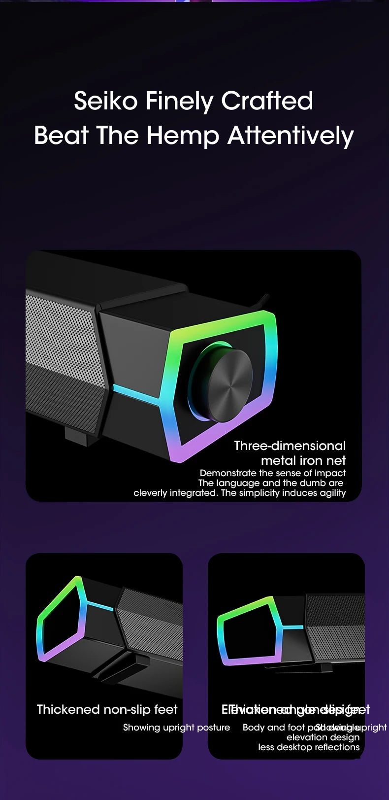 Computer Soundbar Bluetooth Speaker - 4D Surround Sound System Tidesmit