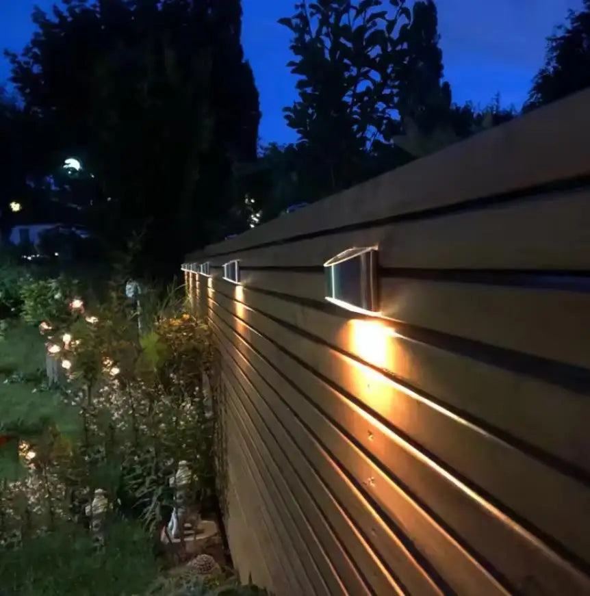 6Pcs Solar Garden Light Stainless Steel Courtyard Wall Lamp Waterproof Outdoor Lighting Emergency Patio Step Garden Fence Street