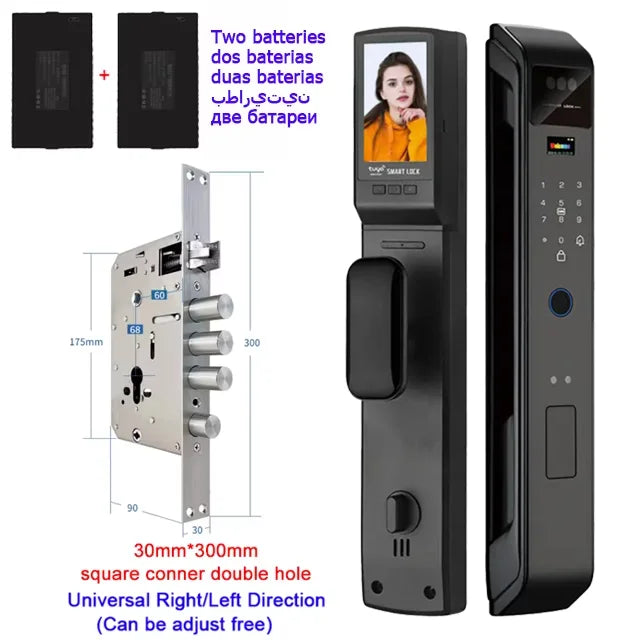 WIfi Tuya APP Remote Unlock Voice Intercom 3D Face Recognition Smart Door Lock With Camera Fingerprint Password Digitl Door Lock