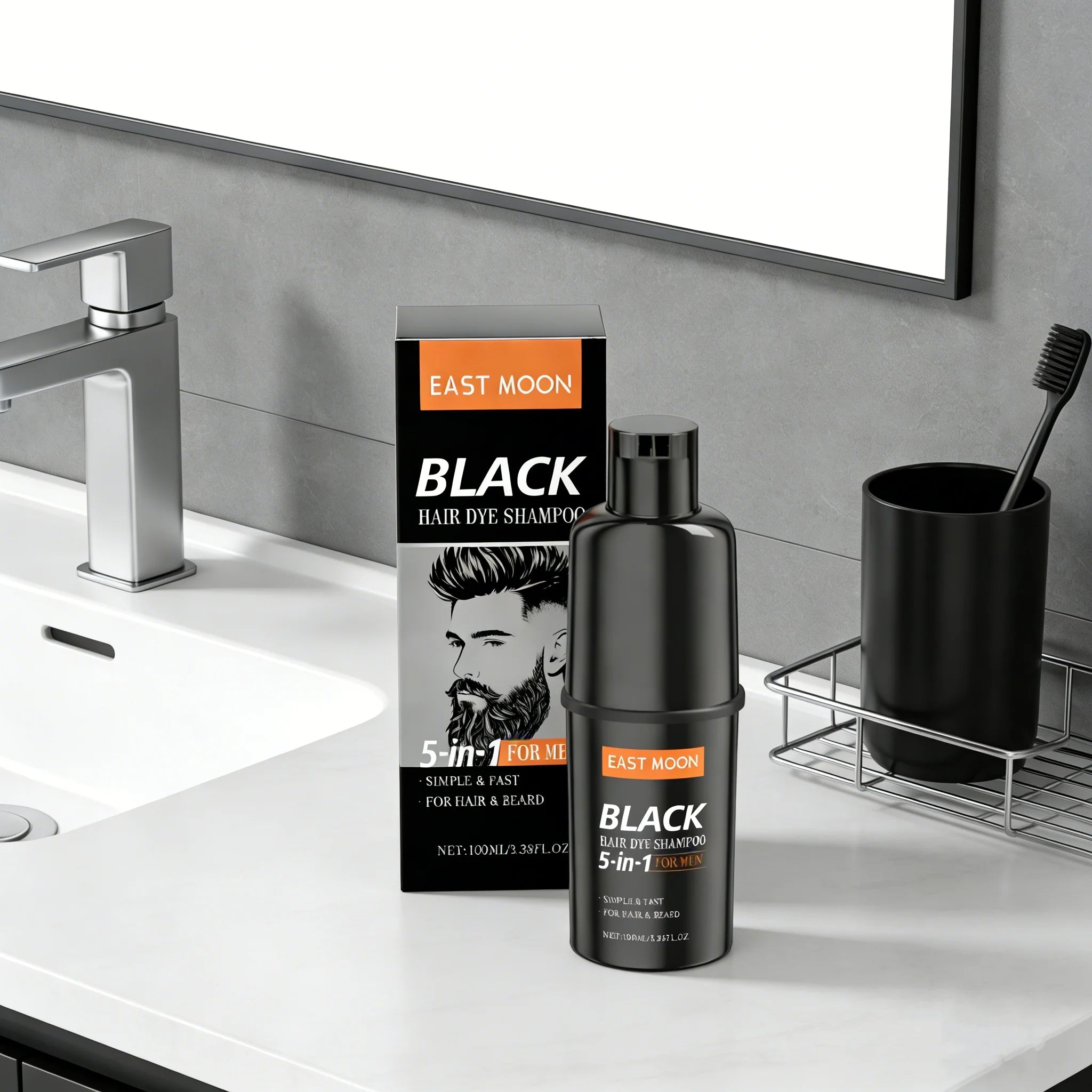 East Moon 5in1 Man Hair Dye Shampoo Repairing Gray White Non Irritating Keep Nourish Root Holiday Gift Black Hair Dyeing Shampoo