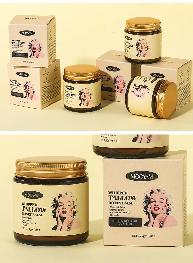 120g Whipped Beef Tallow And Honey Balm Beef Tallow Face Moisturizer Face & Body Skin Care Grass Fed Grass Finished Face Cream