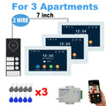 2-4 Unit Home 2 Wire 7inch Touch Video Intercom for Apartments Residential Video Door Phone System with RFID Card APP Unlock ﻿