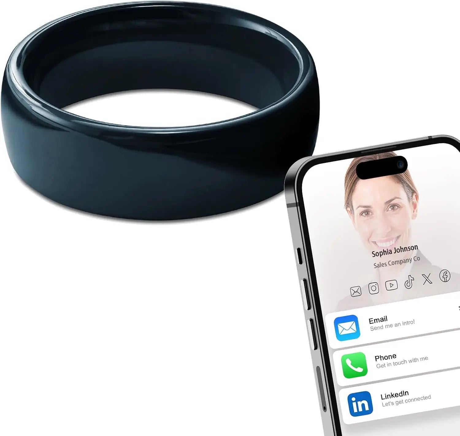 Ntag215 NFC Smart Ring - Programmable Ceramic Biometric Health Monitor Tidesmit