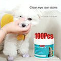 100ct pet eye wipes for cats and dogs, effectively removing tear stains with gentle cleaning tissues.